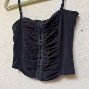 y2k ruched corset tank with hook and eye closure front